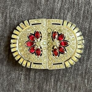 Rare Vintage Coro Duette :VINTAGE BROOCH / PIN Crystals & Ruby Rhinestone